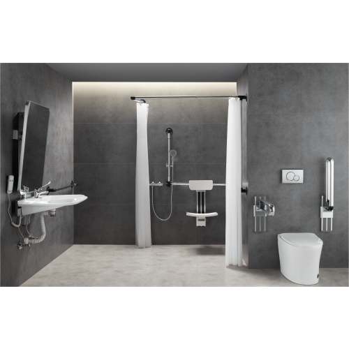 Składany uchwyt łazienkowy U z regulacją wysokości