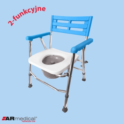 Krzesło toaletowo-prysznicowe, aluminiowe – składane