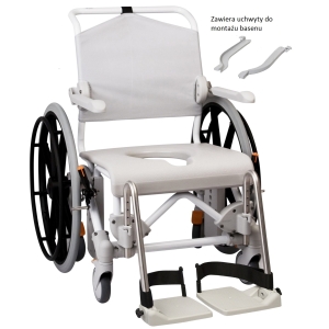 Etac Swift Mobile - wózek toaletowo-prysznicowy z 24" kołami tynimi do 160 kg.