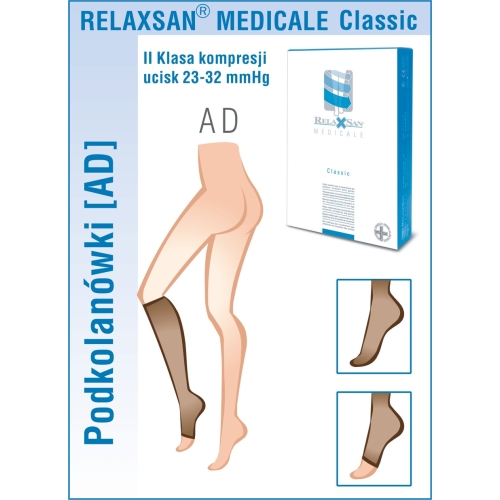 Podkolanówki medyczne RelaxSan II Klasa Ucisku 23-32 mmHg - Linia Classic - szyte na miarę