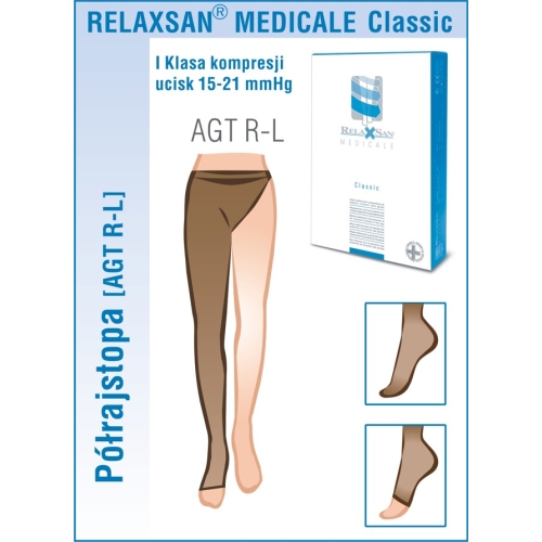 Rajstopa medyczna pojedyncza na jedną nogę RelaxSan I Klasa Ucisku 15-21 mmHg - Linia Classic - szyte na miarę