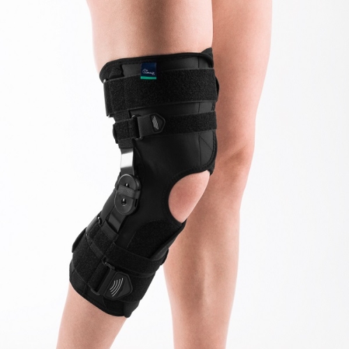 Długi stabilizator stawu kolanowego z szynami otwarty